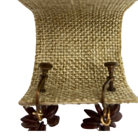 Vintage Handmade Hawaiian KOA Seed Lei Necklace and Matching Earrings Set - Picture 7 of 8